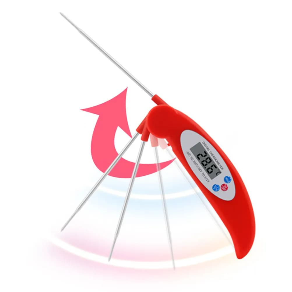 Digital Thermometer Electronic for Foods with Red Round, Instant Reading, Waterproof, Kitchen Thermometer Precise for Grilled and Barbecue