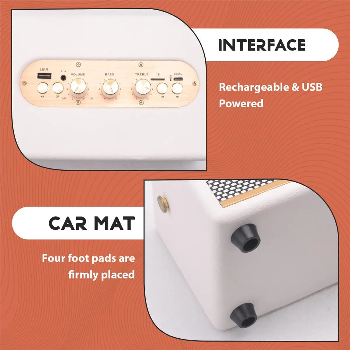 AS62 MK-321 Altoparlante Bluetooth Portatile 20W Subwoofer con Cinghia USB/TF/FM Audio per Campeggio all'Aperto Bianco