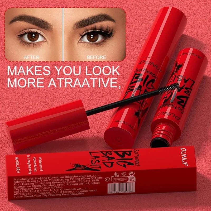Long-lasting mascara, thin, thick, waterproof, not stain easily, sweat resistant and without drooping, suitable for beginners