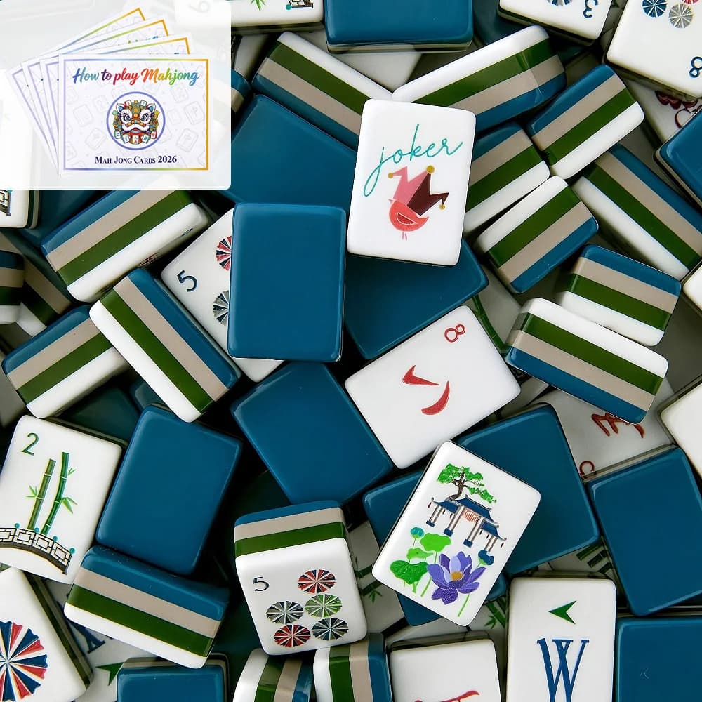 Navy Blue Acrylic American Mahjong 160 Tiles Carved Mah Jongg Portable Mahjong Game Tiles Hand Shuffle Household Surprise Gifts