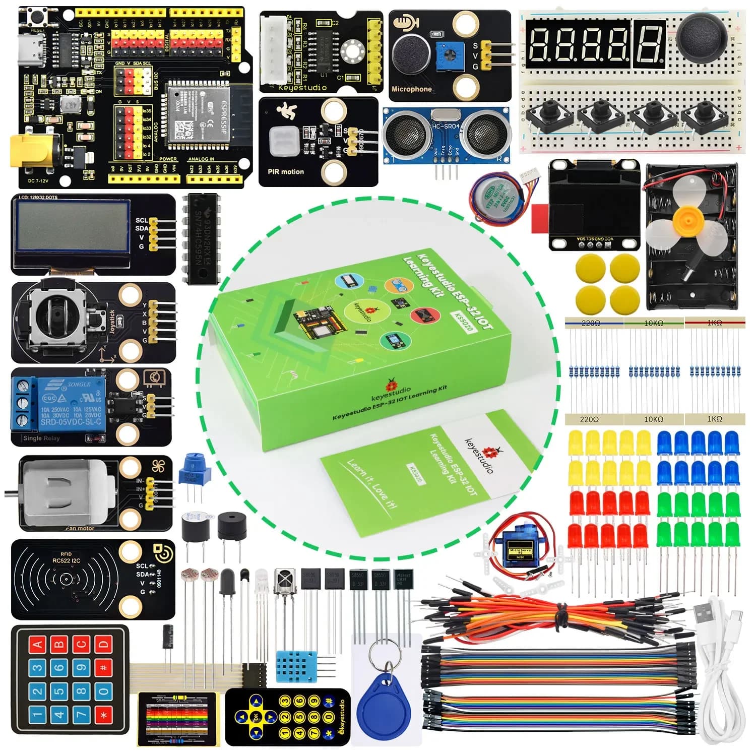 Keyestudio ESP-32 IOT learning kit for Arduino ESP-32 Language C support and MicroPython programming with 134 projects Kit IOT DIY