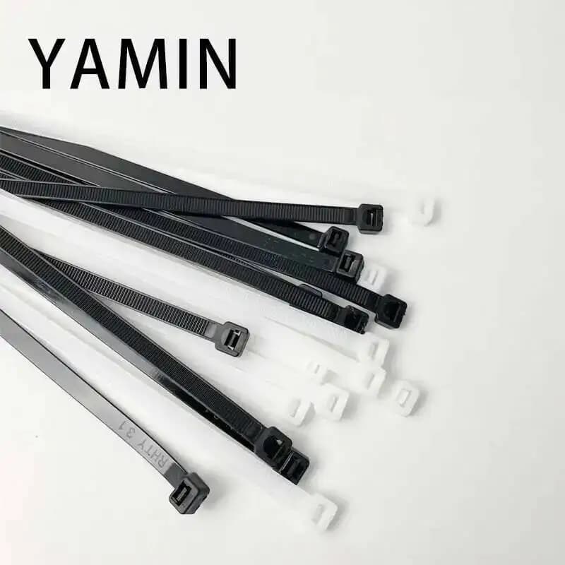 Fascetta per cavi 5x300mm Nero/Bianco Filo di nylon di plastica autobloccante Anello di fissaggio con cerniera Avvolge cinturino 8 * 200mm