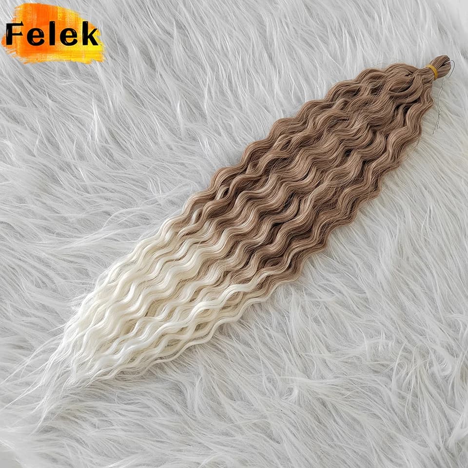 3Pcs Ariel Curl Braiding Hair Extensions 22 30Inch Water Wave Twist Crochet Hair Synthetic Crochet Braids Ombre Brown Afro Curls
