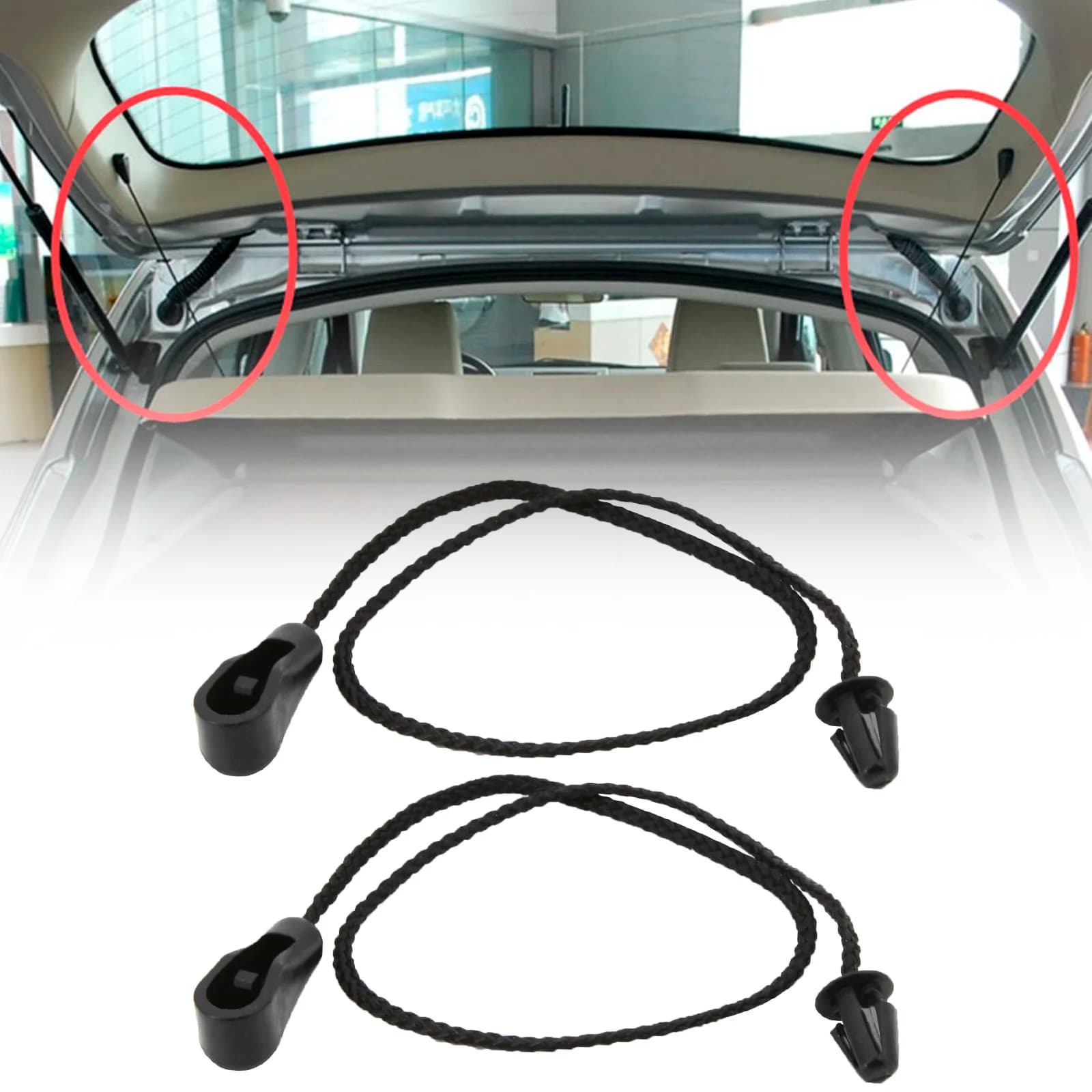Pair For Ford Focus 2 Hatchback MK2 2004 - 2011 Rear PARCEL SHELF LOAD LUGGAGE Inner Tonneau Hatch Cover Lift String Strap Clips