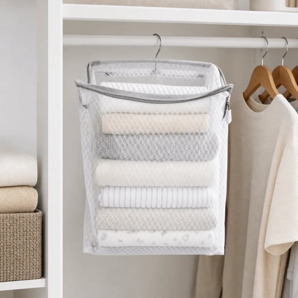 Mesh Design Hanging Storage Bag Large Capacity Portable Clothespin Bag Multi-Functional Multipurpose Laundry Basket