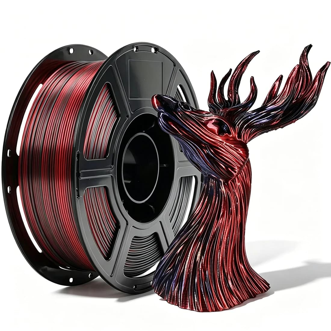 3D Printer Filament 250g PLA silk black red Filament 1.75mm Dimension Accuracy +/- 0.02mm, 3D Printing Filament Two tone silk black red pla
