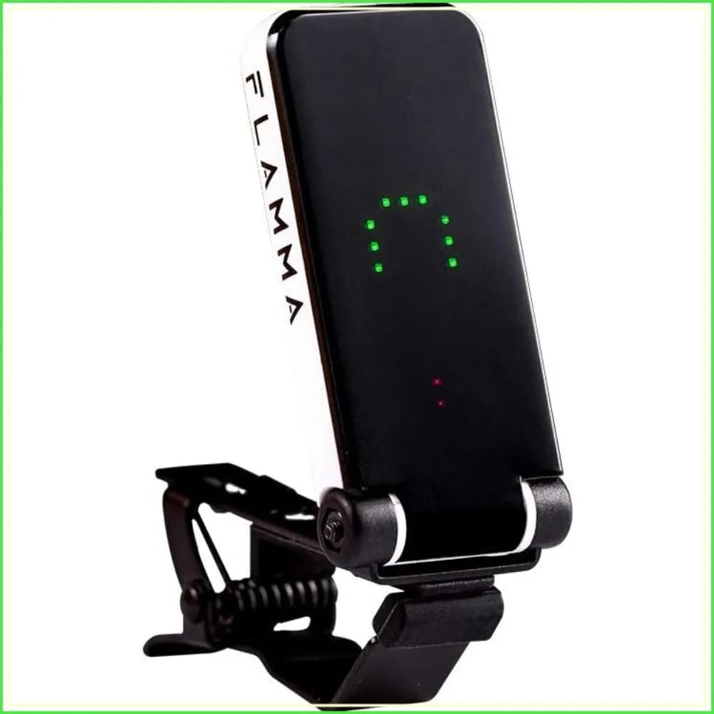 Clip On Tuner for Guitar, Bass, Ukulele - LED Display, Power Saving, Metal Clip
