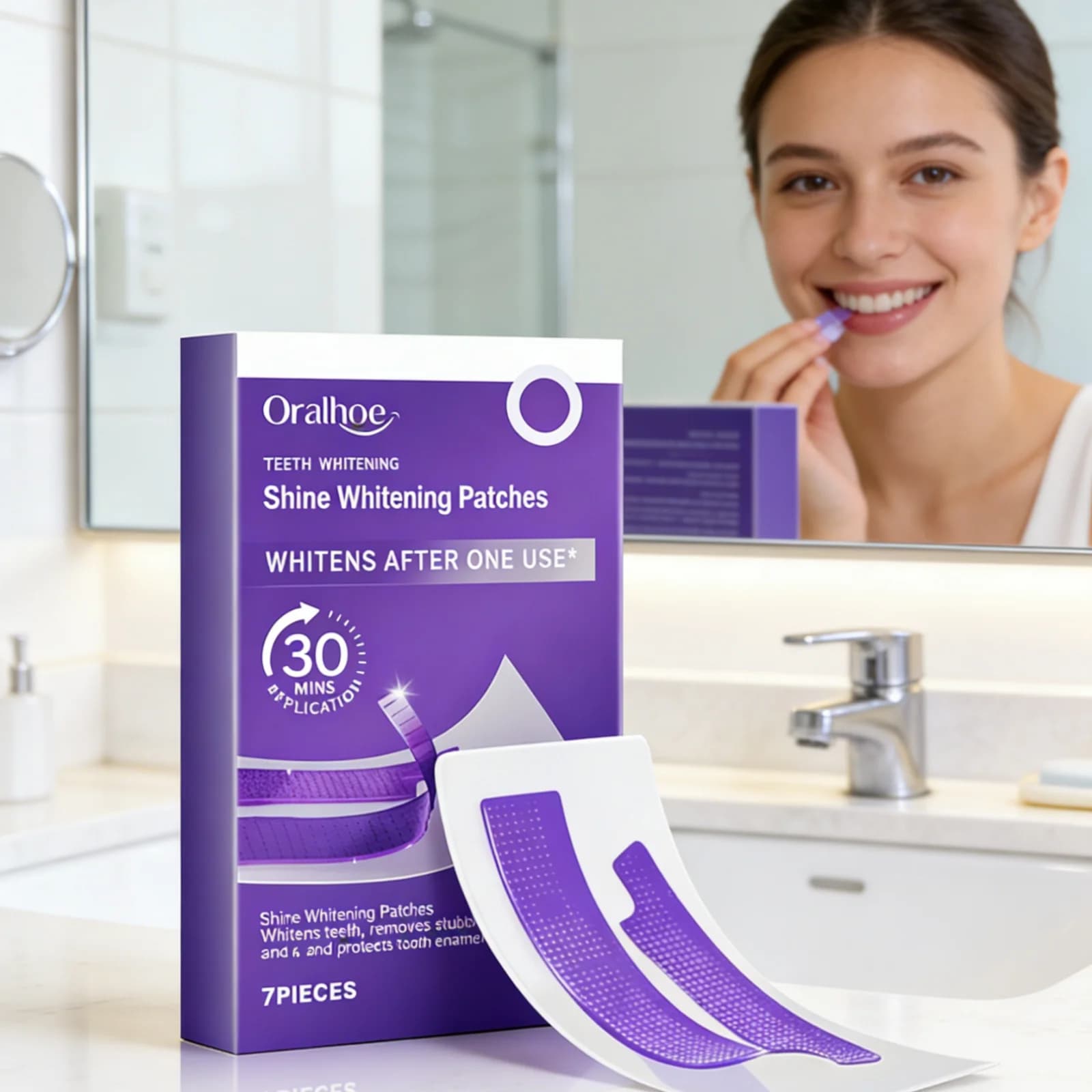 Oralhoe tooth whitening strips: smooth the gums, remove stubborn stains, long lasting effect, safe smile, gentle tooth care