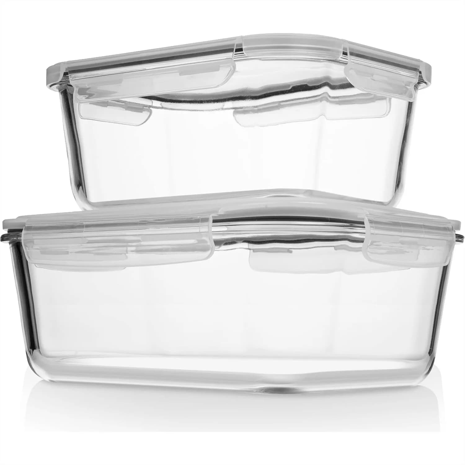 Grandi Contenitori in Vetro per Alimenti con Coperchi, Set da 2 (2600ml e 1500ml), Ermetici e Anti-Perdita per Preparazione Pasti