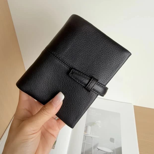 2026 A7 Ring Planner Top-Grain Leather Black Notebook Binder Diary Journaling Supplies Stationery organizer