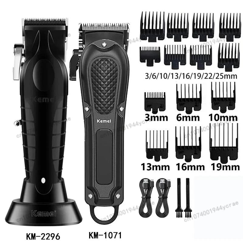 Tagliacapelli Kemei Km-2296 Km-1071 Km-3382, Macchina per Taglio Capelli Professionale, Rasoio Ricaricabile Senza Fili per Barbiere