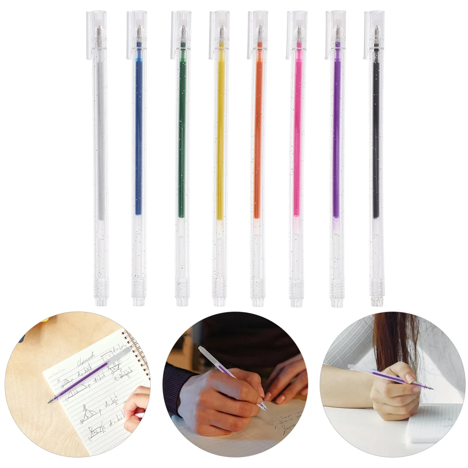 8Pcs Glitter Pens Set Handcrafted Journaling Markers Glitter Highlighter Markers Gel Ink Pens for Adults Students Creative