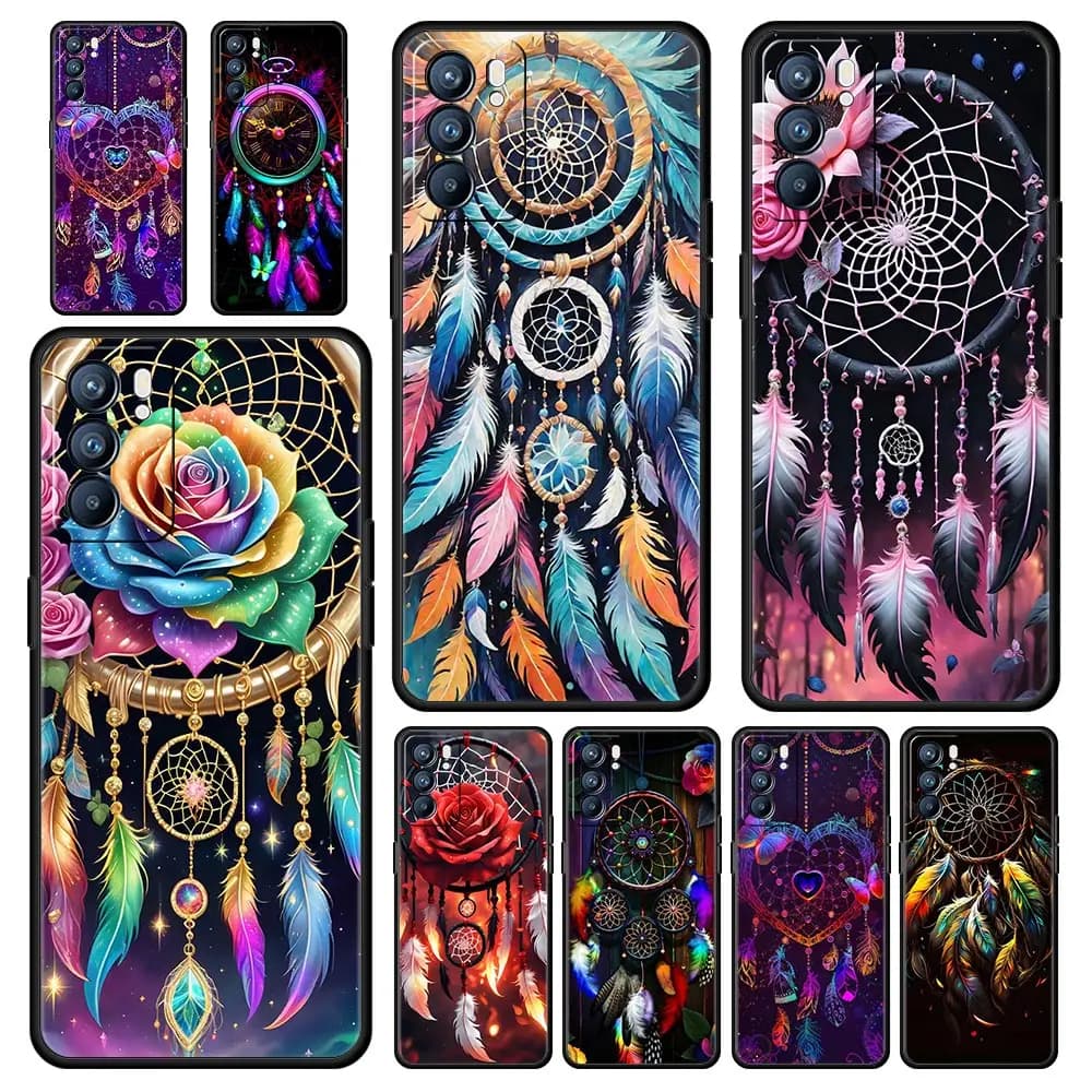 Phone Case For Oppo A98 A80 A79 A78 4G A76 A54 A53 A52 A16 A17 Reno 10 11 12 13 F 6 Find X5 Pro Cover Cute Mandala Dreamcatcher