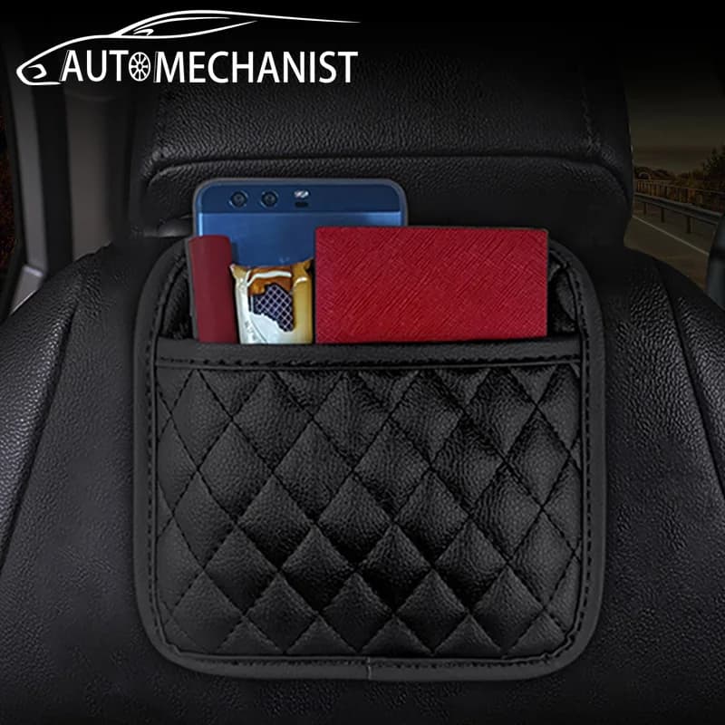 1 PC Car Seat Back Organizer Leather Auto Storage Bag Adhesive Phone Holder Box Pockets Universal Storage Pocket