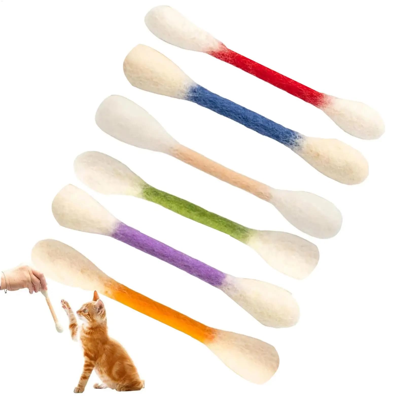 Giocattolo per Gatti a Forma di Bastoncino di Cotone, Giocattoli da Masticare per Gattini, per Addestramento e Intrattenimento in Casa e all'Aperto