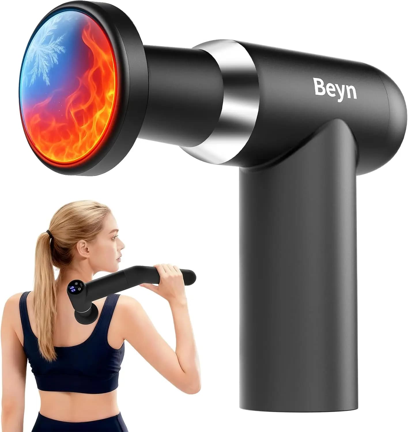 Hot and Cold Fascinating Massage Gun with 6 Heads, LCD Display to Relieve Muscular Pain