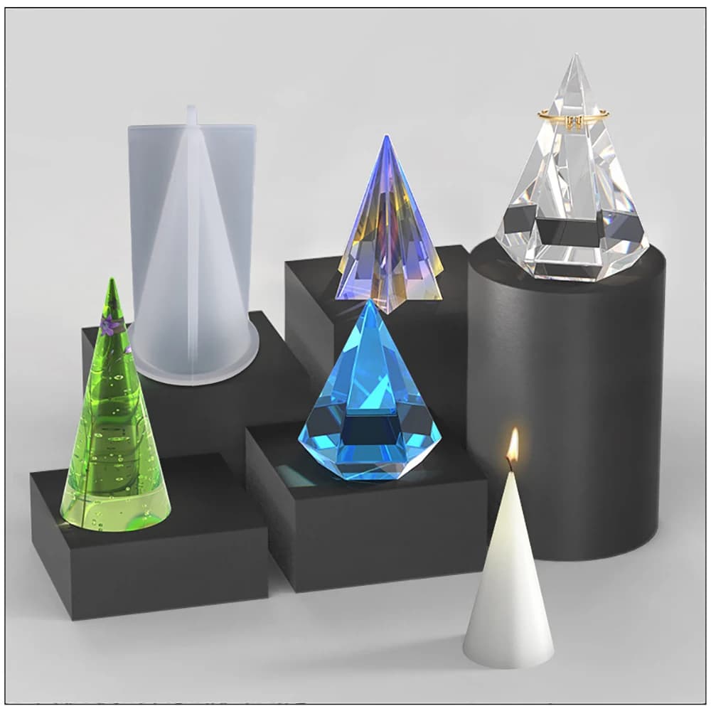 Stampo in silicone fai da te per resina epossidica a forma di cilindro multiangolare, per pendoli, gioielli decorativi e candele