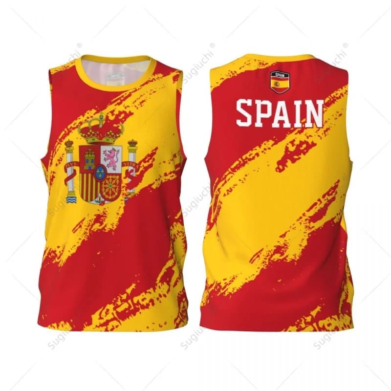Canotte con motivo bandiera Spagna per uomo Basket Sport Corsa Top stampati in 3D T-shirt da strada allentate casual estive Gilet girocollo