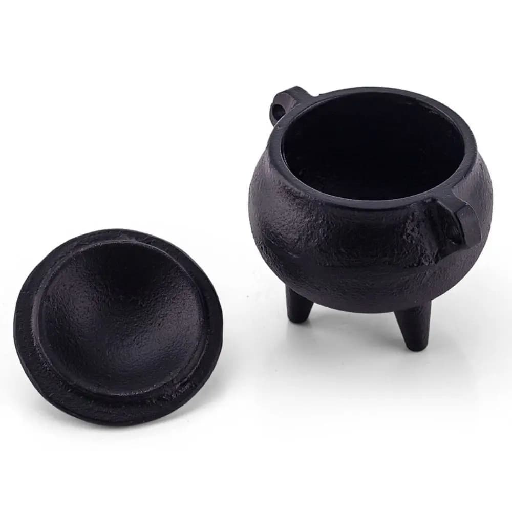 Cast Iron Incense Burner Removable Lid Side Ring Handles Cauldron Censer Vintage Style Stable Tripod Incense Stove Aromatherapy