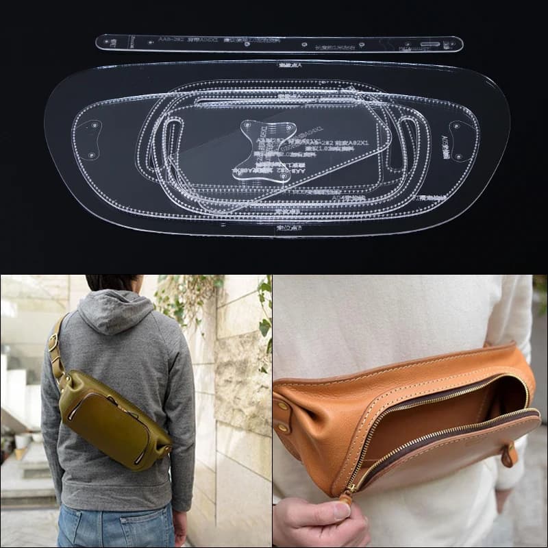 DIY Handbag Waist Pack Sewing Pattern Stencils Set Clear Acrylic Leather Design 38x17.5x5cm for Hobby Craftsmen