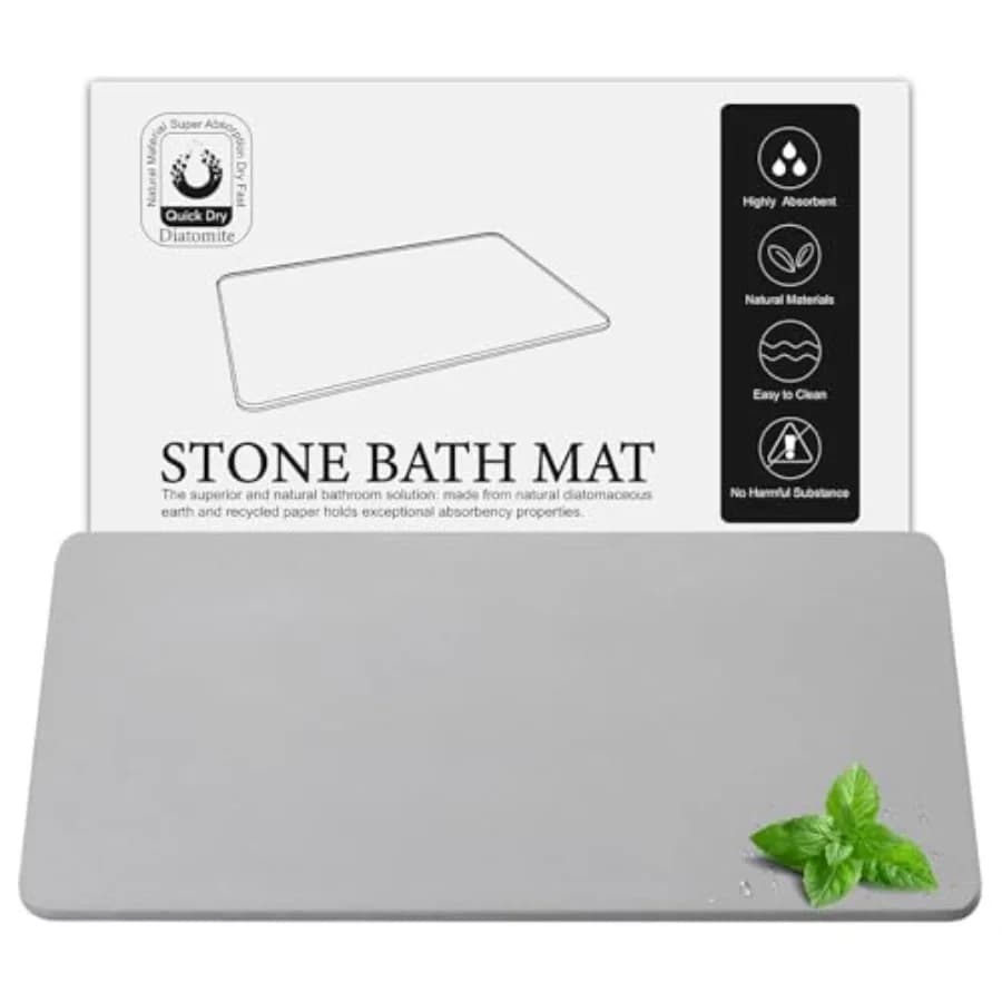 Tappetino da Bagno Grande in Diatomite Premium, Antiscivolo, in Terra Diatomacea Naturale, ad Asciugatura Rapida per Pavimento del Bagno
