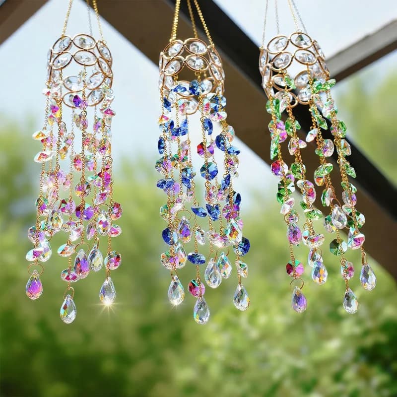 43 cm Crystal Glitter Wind Chime Pendant - Indoor, Outdoor, Garden Decorative Hanging Piece as a Gift