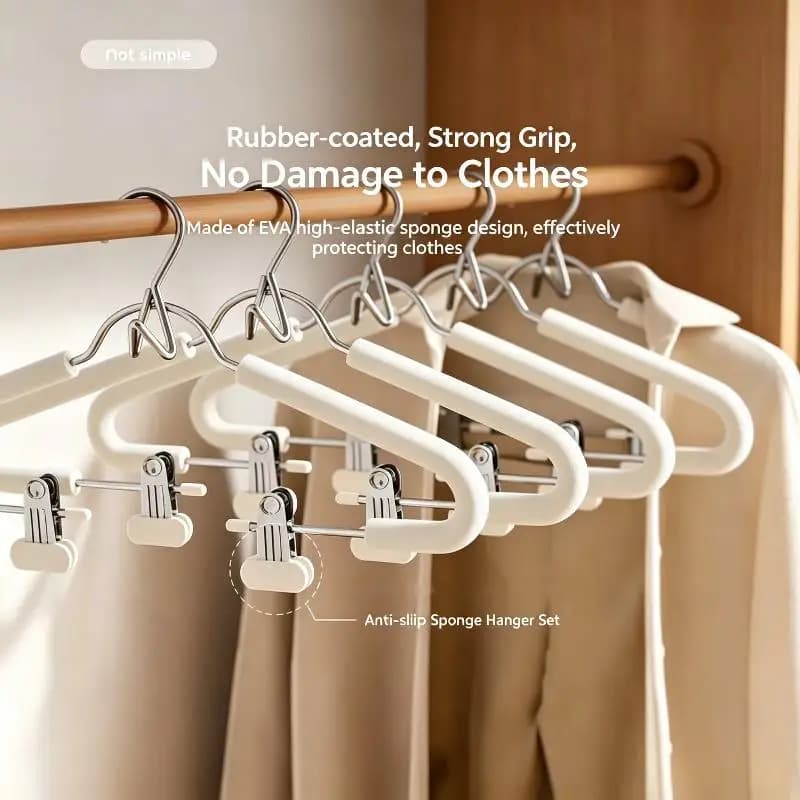 2 In 1 Multifunctional Pants Hangers with Clips Adjustable Non-Slip Clothes Hangers for Bedroom Closet Organization