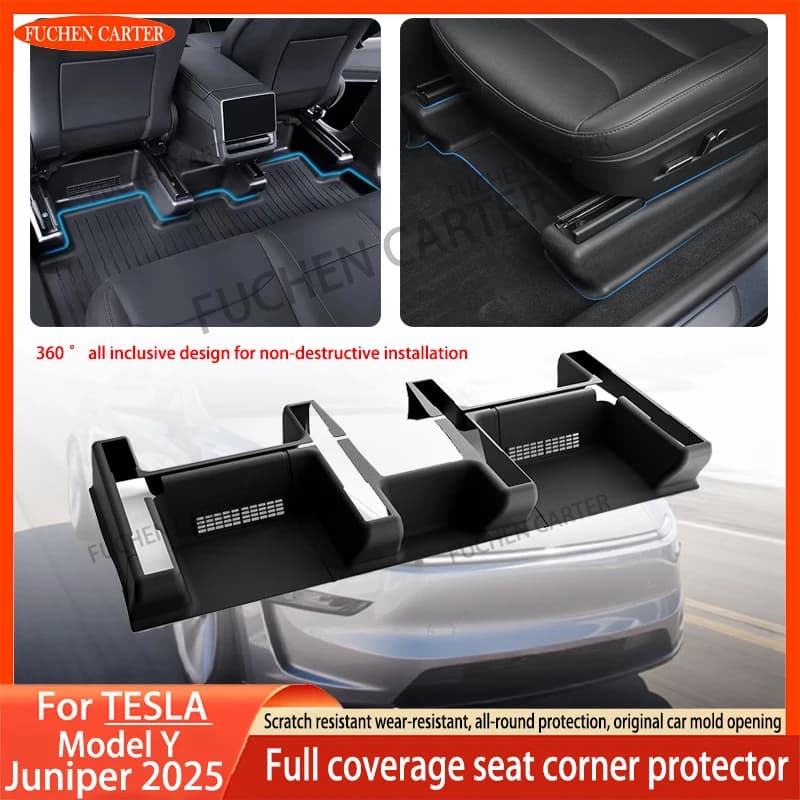 For Tesla Model Y Juniper 2025 + TPE Under the Seat Corner Protection Seat Seat Sliding Guides Protection Anti-Calcio Cover Interior Car Accessories