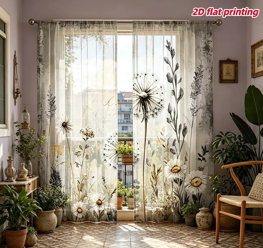 2PCS Digital Printing Sheer Curtain, Sports Basketball Soccer Balls Pattern, Athletic Boys Bedroom Playroom Teen Game Room Decor