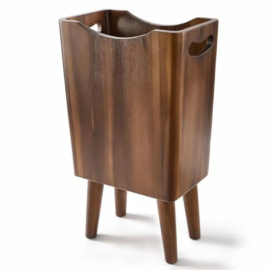 Cestino in Legno da 2 Galloni con 4 Gambe - Contenitore in Legno di Acacia per Bagno - Piccolo Cestino per Rifiuti per Camera da Letto, Ufficio, Garage