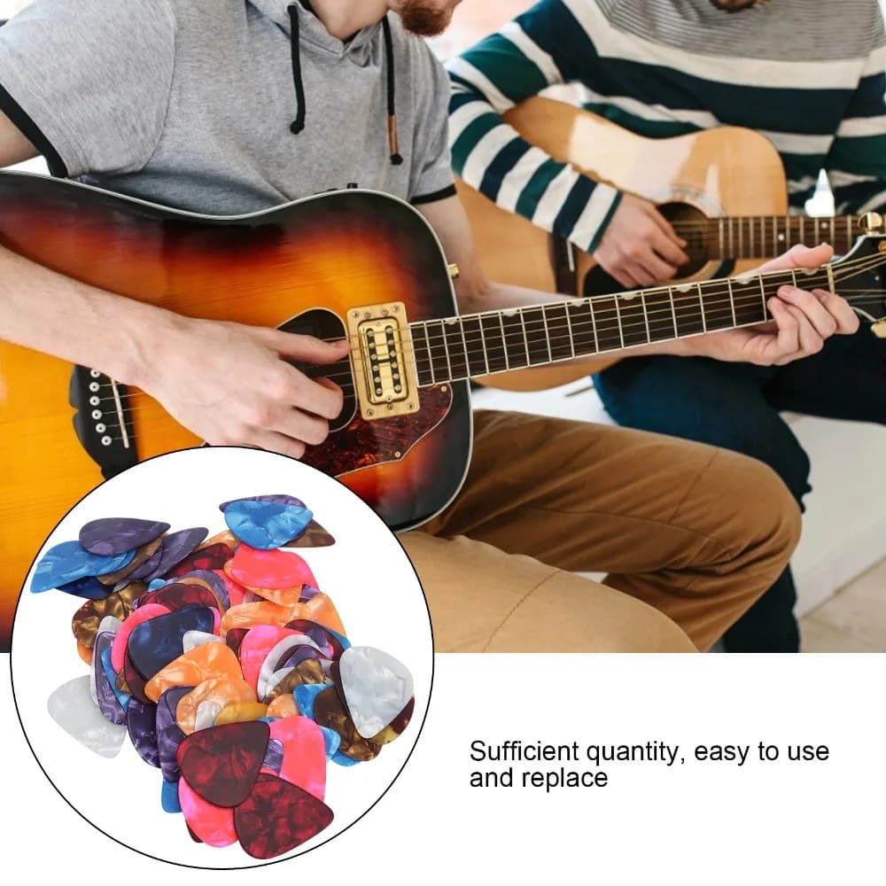 100Pcs Colorful Guitar Picks​ Lightweight Celluloid ​Celluloid Picks​ Finger Maintenance Tool​ ​0.46mm/0.71mm/0.96mm Thickness​