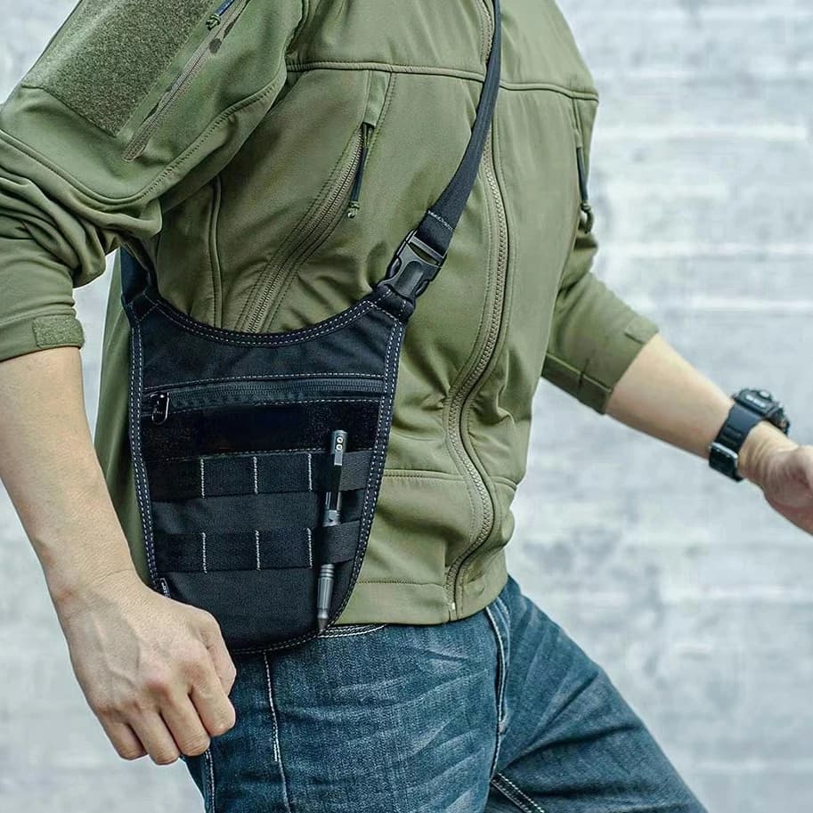 Borsa a tracolla tattica, borsa a tracolla nascosta, borsa a tracolla segreta da agente, borsa antifurto, accessori da caccia