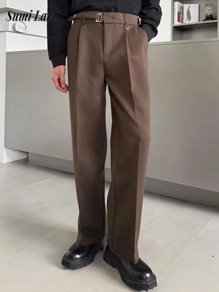 Pantaloni Casual da Uomo Slim Fit, Stile Vintage con Cintura Pieghettata, per Primavera e Autunno