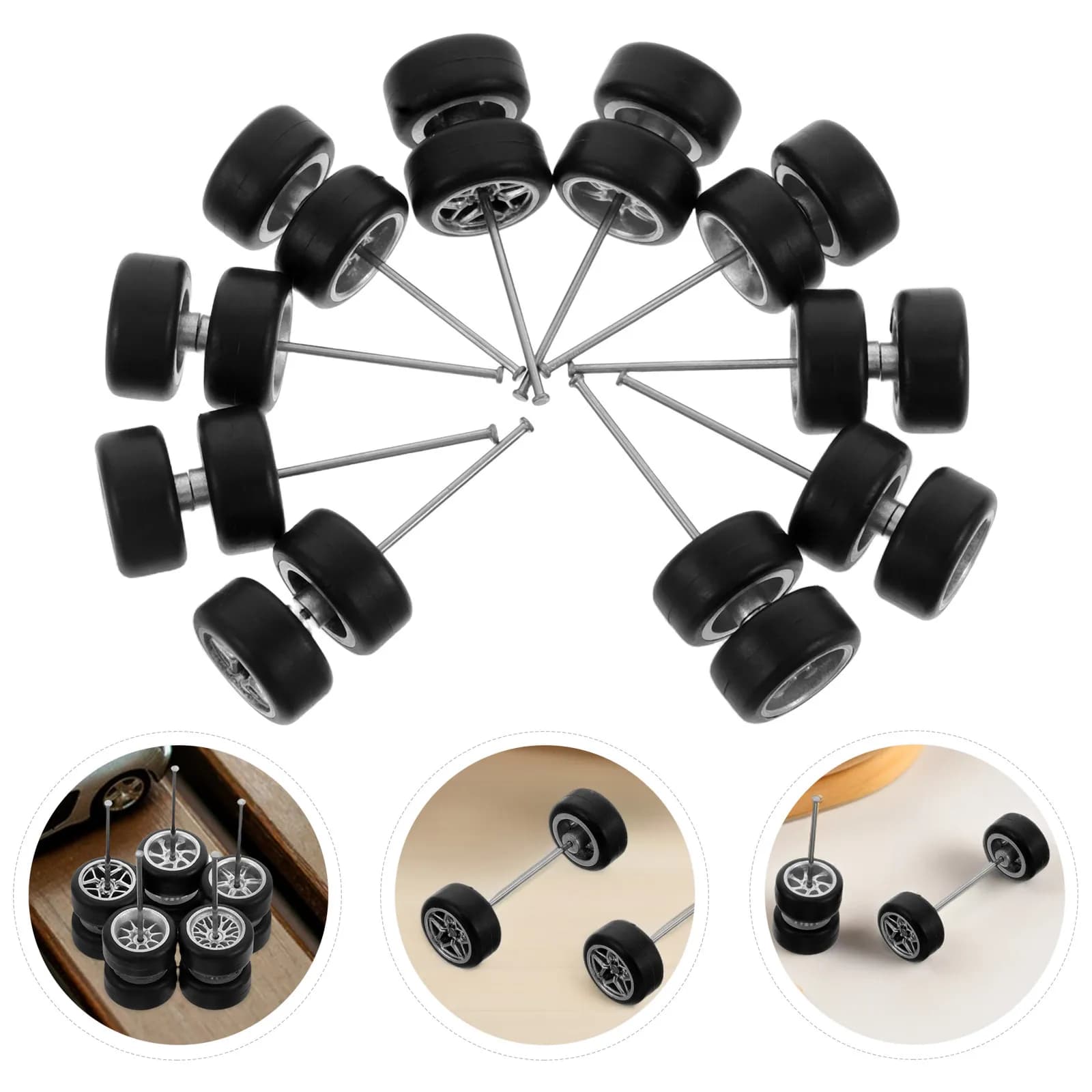 5Pair Alloy Car Wheels Replacement Plastic Roll Shaft Shaft DIY Repair Rc Car Truck Boat Helicopter Mini Wheel Upgrade