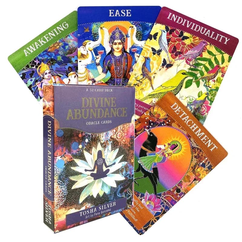 Divine Abundance Carte Oracle Fortune Telling Divination Mazzo di tarocchi Gioco da tavolo per il tempo libero per feste in famiglia con guida PDF