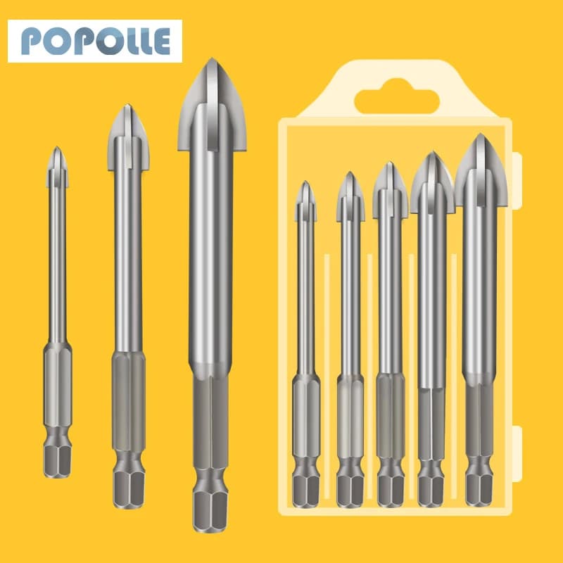 Set di punte da trapano triangolari multifunzione da 3-16 mm, vetro, ceramica, mattoni vetrificati, piastrelle, muro, plastica, apri foro, punzonatrice per legno