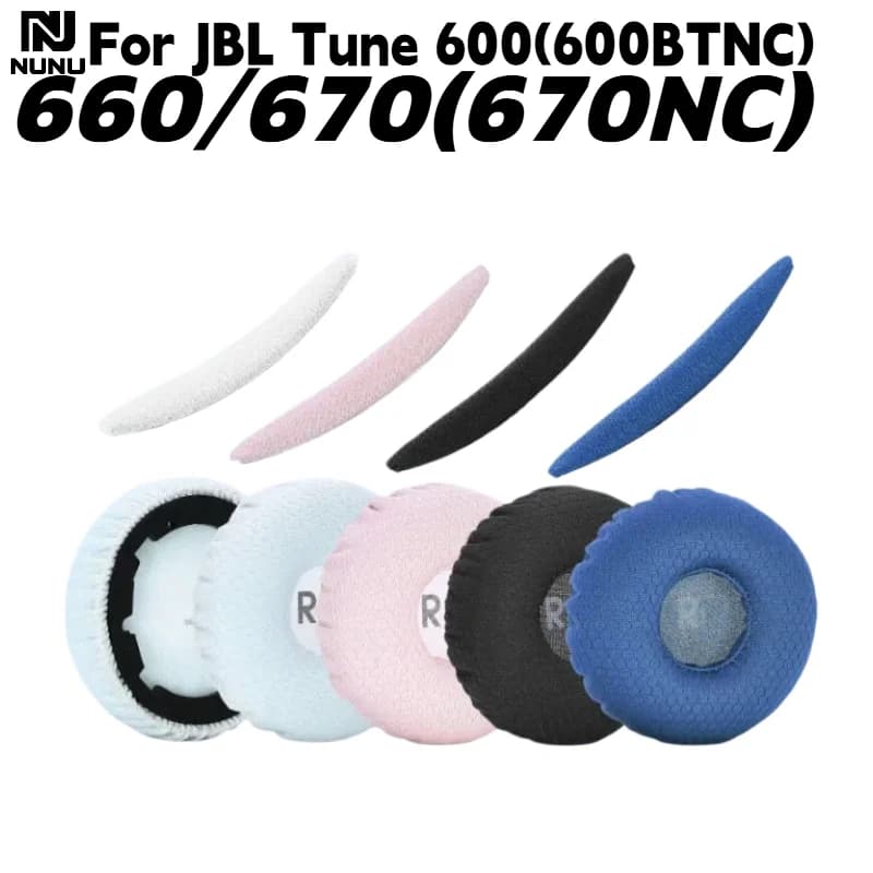 Cuscinetti auricolari di ricambio traspiranti in rete per cuffie JBL Tune 600(600BTNC)/660(660NC)/670(670NC) in morbida schiuma a memoria di forma