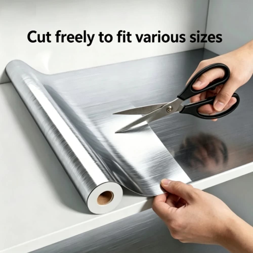 Pellicola Decorativa Rimovibile in PVC Effetto Acciaio Spazzolato Argento, Vinile Impermeabile e Anti-olio per Elettrodomestici, Cucina, Ascensori