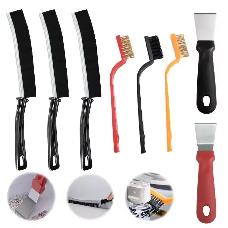 Cleaning Tool Set Multi-Surface Durable Brush Scraper for Gas Stove Range Hood Grime Removal Tools Home Outdoor Cleaner