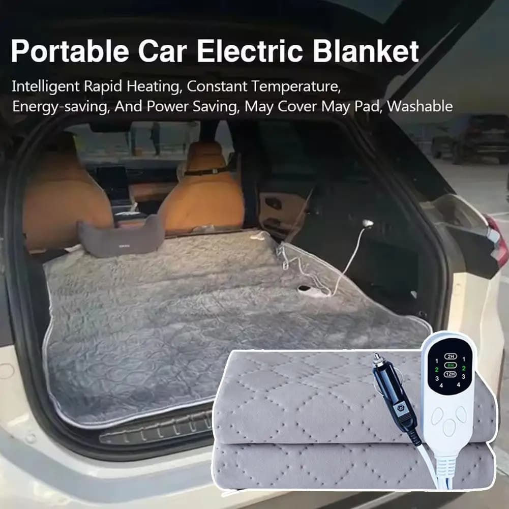 12V Car Electric Blanket Thick Plush Heated Mattress With Adjustable Temperature Heated Travel Blanket For Car Outdoor Traveling
