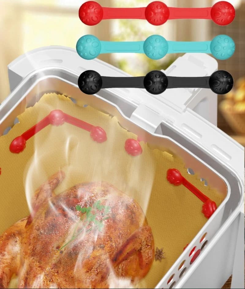 Silicone magnetic clip for air fryer Magnetic oil paper holder for Airfryer Strong magnetic fastening clip Heat resistant up to 300 ° C