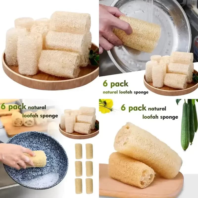 2026 Latest Natural Loofah Luffa Sponge Dishwashing Brush Eco Friendly Kitchen Cleaning Tool High Absorbency Non Scratch Pot