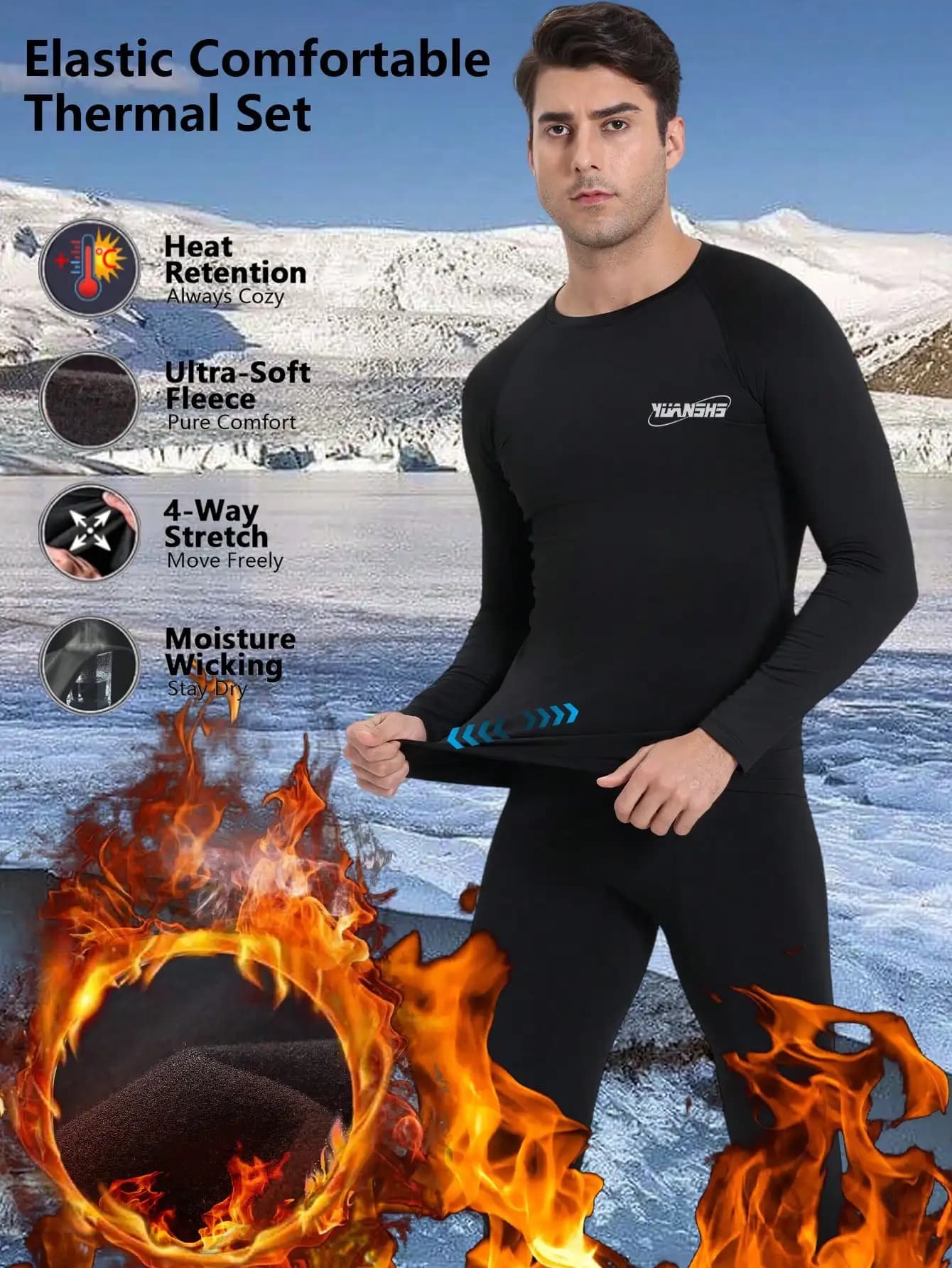 Elastic Thermal Intimo Set for Men - Pile Ultra-Morbido, Elasticized in 4 Directions, Breathable