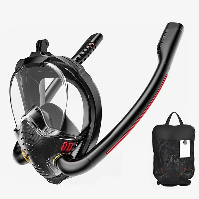 Dual-tube snorkeling mask, fully dry diving equipment, adult diving respirator, swimming goggles