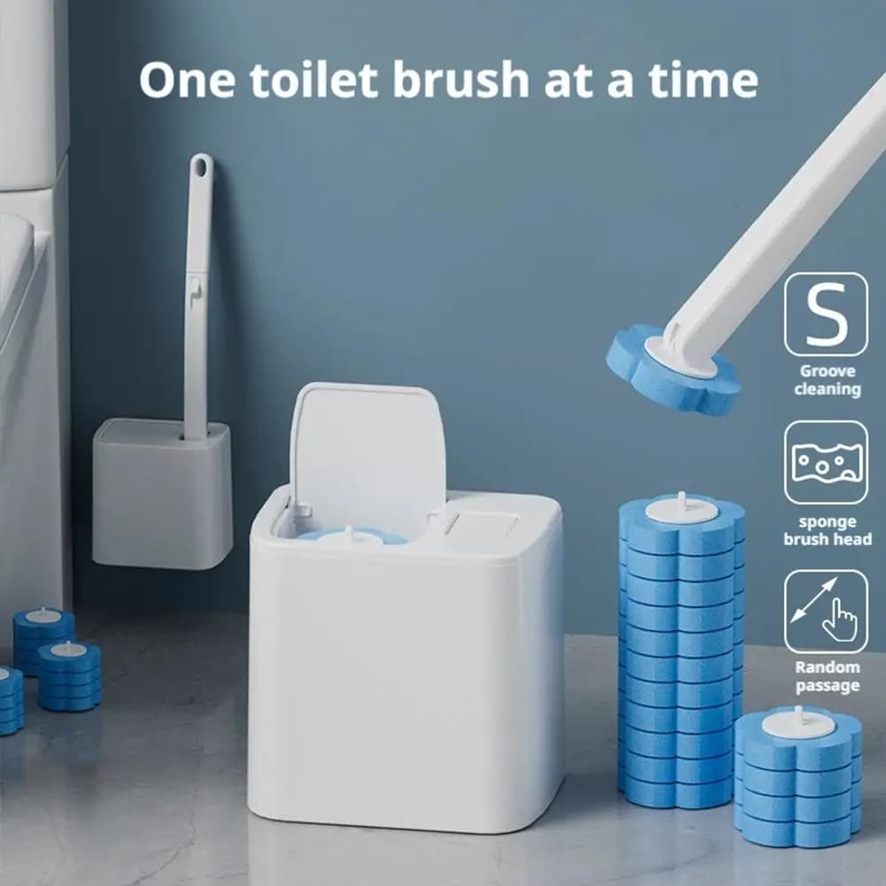 Set di Spazzole per WC Usa e Getta con Detergente Integrato, Pulizia Senza Angoli Morti, Strumento per la Pulizia del Bagno Montato a Parete