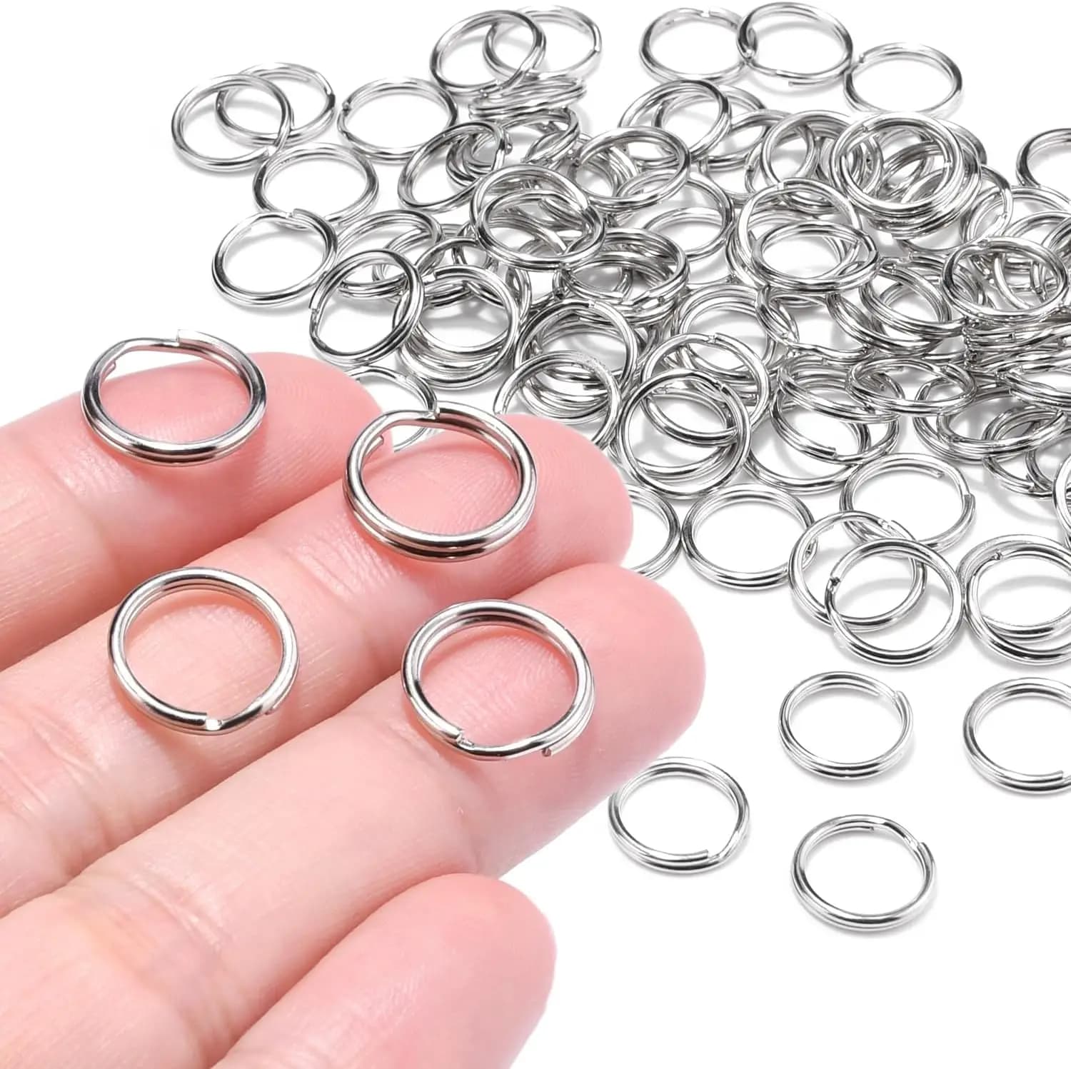 100 Pezzi Anelli a Cerchio Mini da 1/2 Pollice per Portachiavi, Creazione di Gioielli, Targhette per Animali, Fai da Te - Argento, 12,4mm