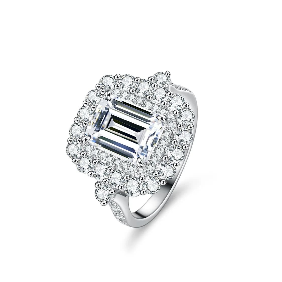 Donne, Platino PT950 Moissan Light Luxury, Anello, 3 Carra Moissanite Artiglio a forma di cuore, impilato per mostrare l'innamoranza
