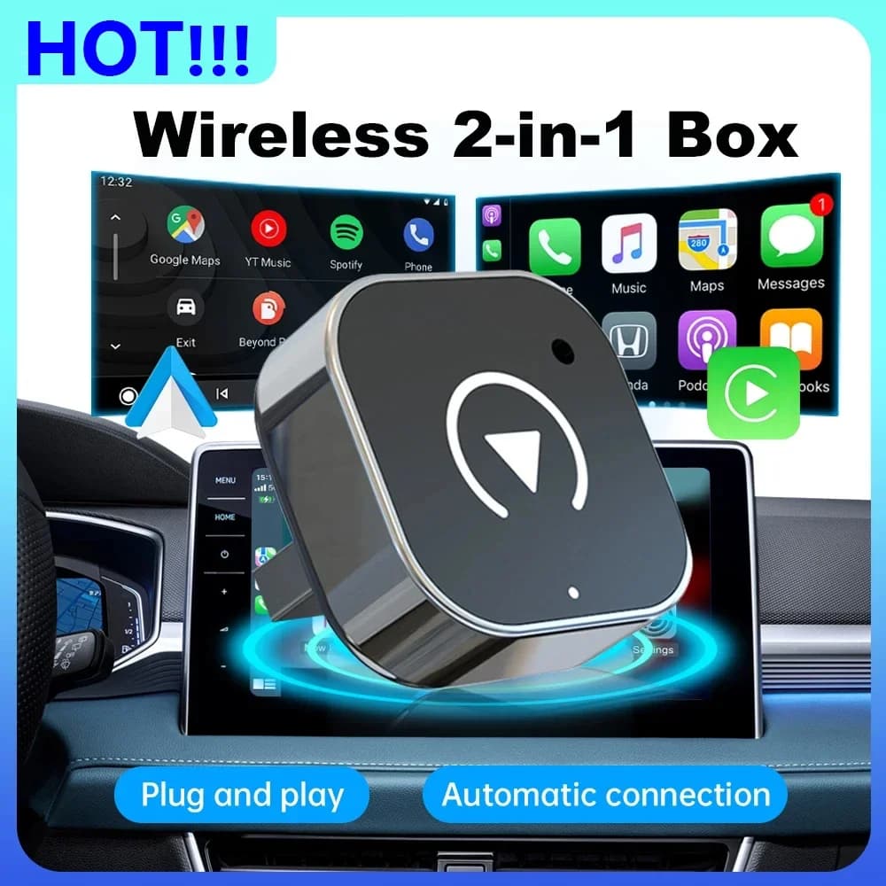 Nuovo Adattatore Wireless CarPlay Android Auto Dongle USB Mini Box Intelligente Plug and Play Universale per VW Toyota Nissan Honda Ford Ben