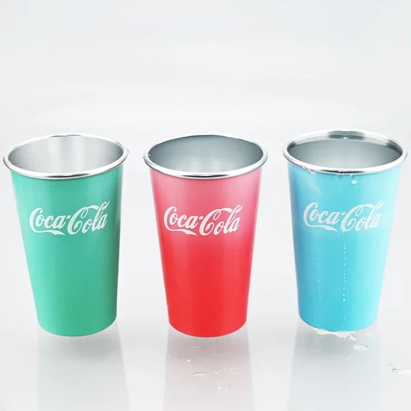 Tazza portatile in alluminio da 470 ml-Tazze CocaCola Cambia colore quando fresco Perfetto per la sensazione di freddo Tazza da campeggio all'aperto Birra Bevande fredde