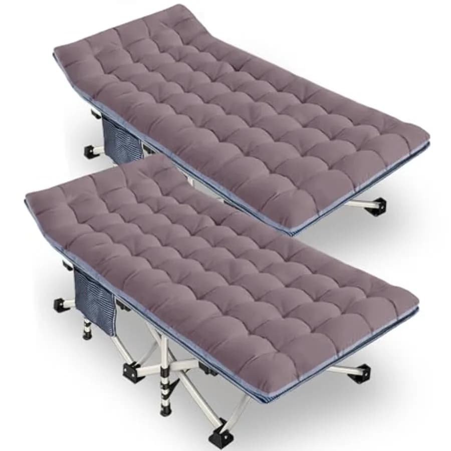Lettino da campeggio XXL (2 pezzi) 79" L x 32" L x 18" A con materasso, comodi lettini per adulti con borsa per il trasporto, extra large